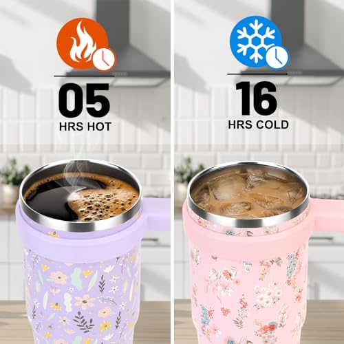 Zenbo 24 oz Insulated Cup with Handle,Silicone Boot,Leak-Proof Lid, Double Wall Vacuum Tumbler-Ideal For Cold/Hot Drinks,Travel Coffee Mug - Image 3