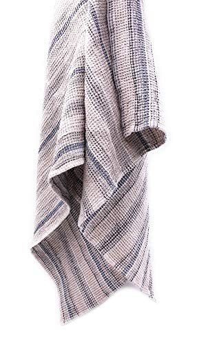 JOWOLLINA Serviette de bain, serviette de sauna, serviette de plage, serviette de bain, serviette de bain, serviette de plage, délavé (naturel/bleu), 145 x 75 cm) Cover