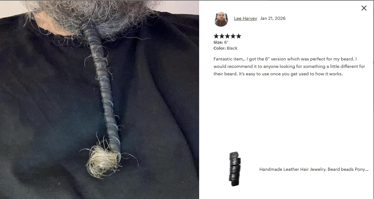 Leather Hair Beads, Dreads beads, Beard beads, Ponytail Wrap, Ponytail Holder, Hair Tie, Leather Wrap, cosplay hair, Hair Accessories, Women's hair, Men's hair (Purple, 6")