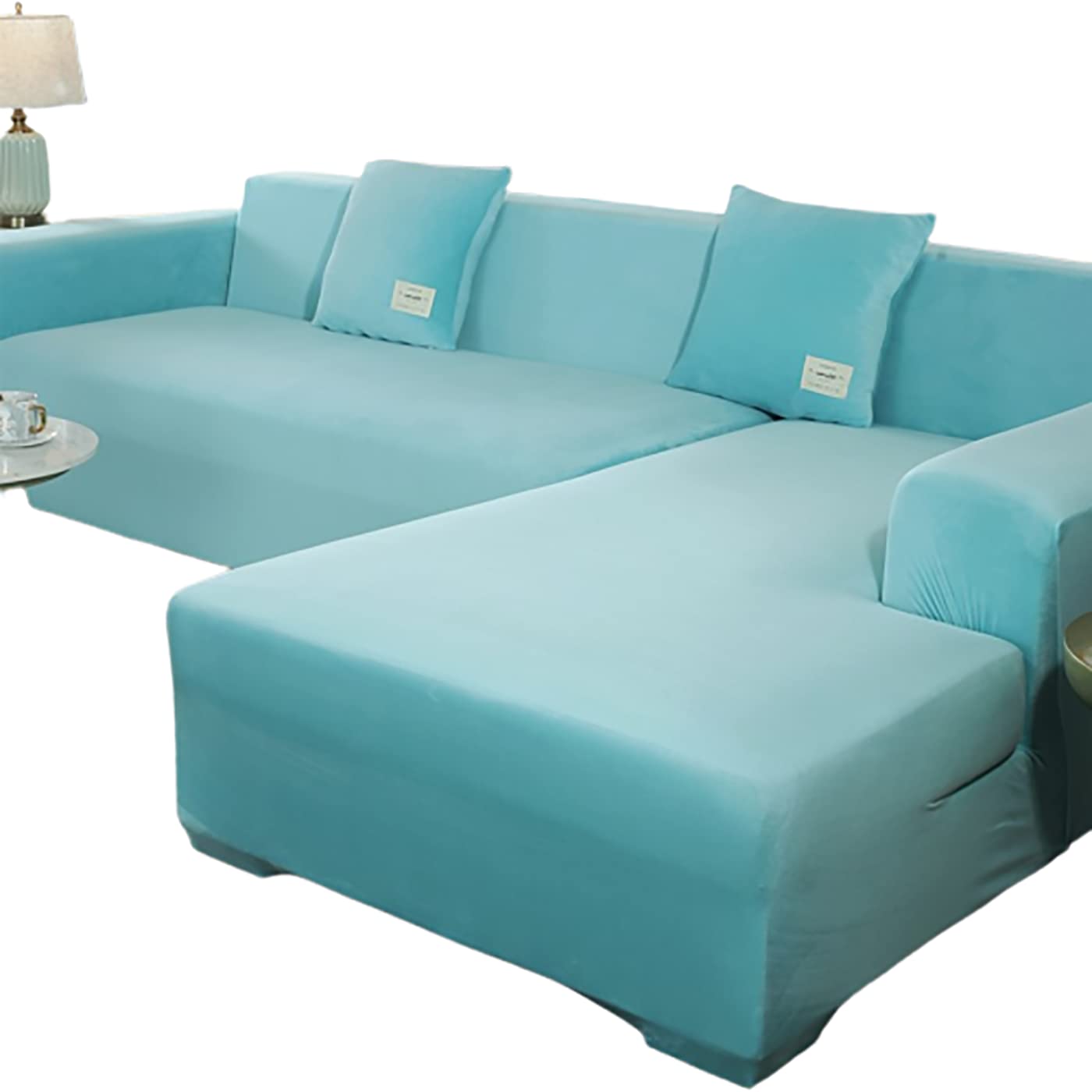 IZREEL Velvet Corner Sectional Couch Covers L Shape Sofa Cover for Living Room Super Soft Stretch U Shaped Sofa Slipcover Anti Slip Pets Dogs Furniture Protector,J,3seat