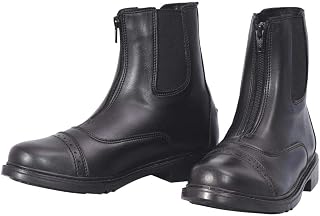 TuffRider Women's Starter Front Zip Paddock Boots - Durable Water-Resistant Horse Riding Boots with Free Socks