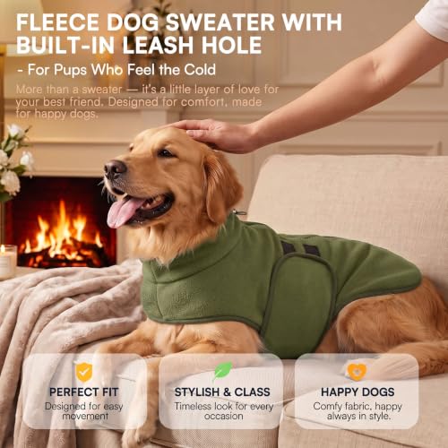 Image of Queenmore Dog Sweaters for Medium Dogs, Fleece Dog Sweater with Leash Hole