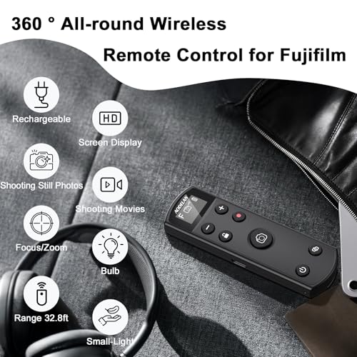 for Fujifilm Rechargeable Camera Remote Control Wireless Shutter Release Compatiable with Fuji X-T30 II, X-S10, X100VI, X-H2S, X-H2, X-T5, X-T4, X-T3, X-S20, X-T50, X-T30, X-M5, X-E5, X Half(Black)