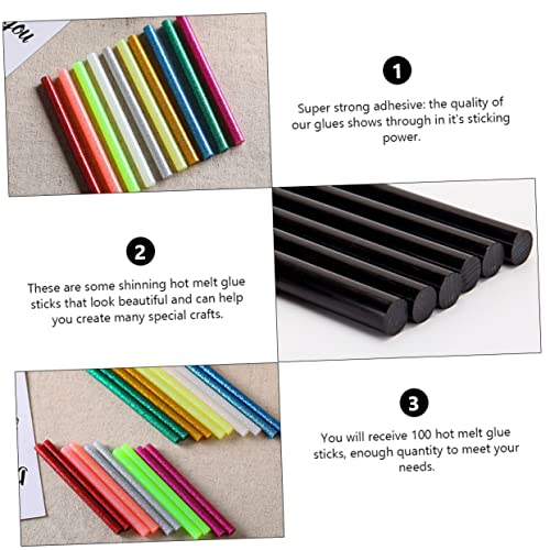 CUBTOL 100 unidades de bastão de cola quente para crianças, bastões de cola com glitter, bastões de