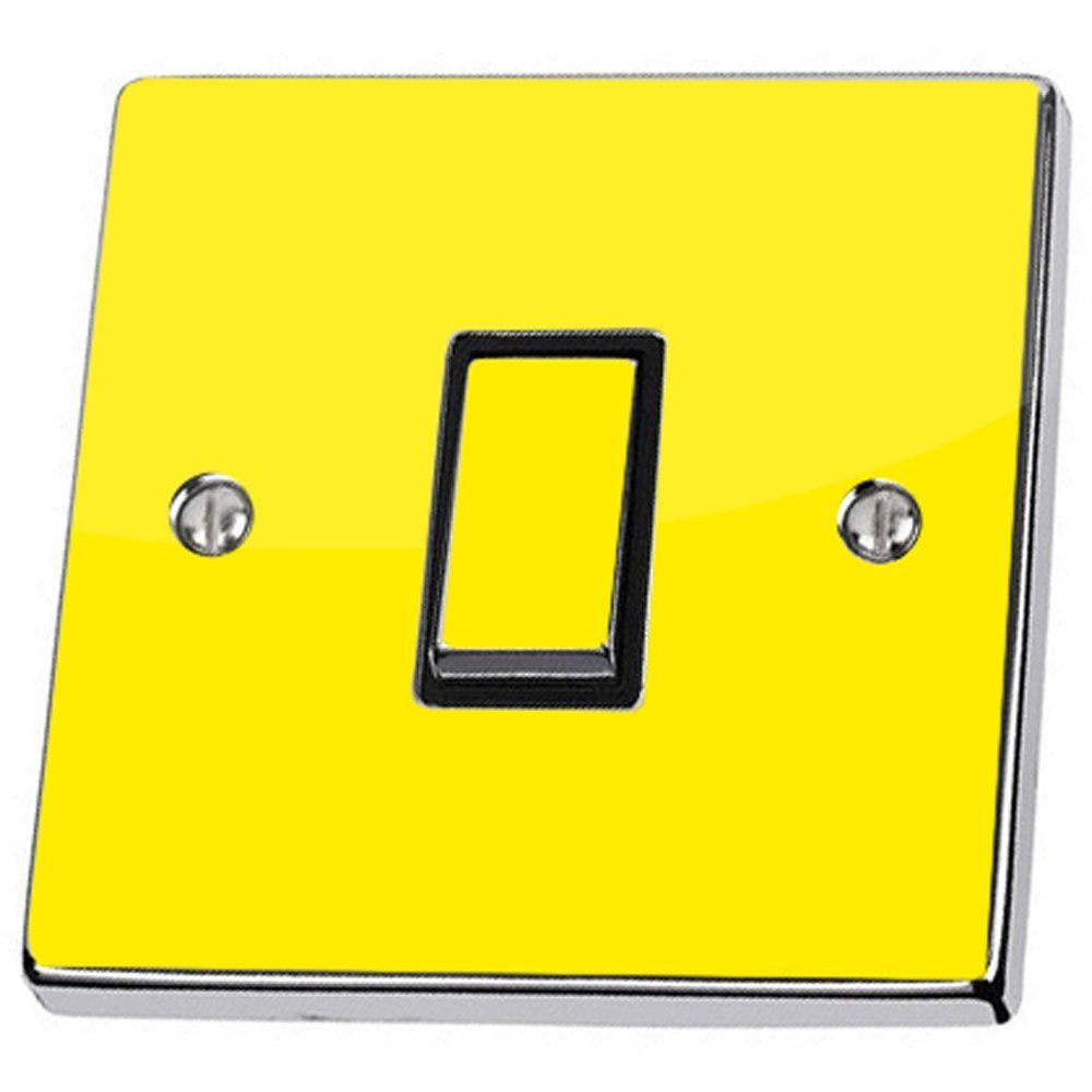 stika.co Pack of 2 Plain Bright Yellow Light Switch Stickers, Self-Adhesive Vinyl Light Switch Cover, Kitchen Home Decor, Single Switch with Cut-Out, Peel and Stick