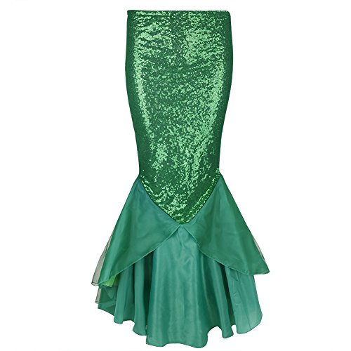 Feeshow Womens Ladies Halloween Costume Sexy Cosplay Shiny Mermaid Maxi Long Skirts (Xxl, Green) #TOP2