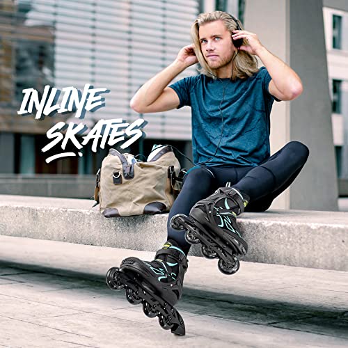 2Pm Sports Vinal Girls And Boys Adjustable Flashing Inline Skates, All Wheels Light Up, Fun Illuminating For Kids And Women- Cyan M #TOP6