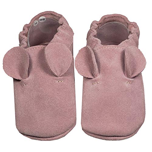 HOBEA-Germany Krabbelschuhe in verschiedenen Designs für Mädchen (20/21 EU, Mäuseohr Altrosa)