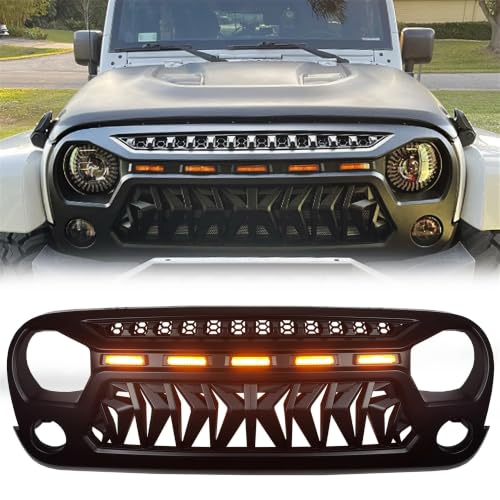 Grilles Avant Pour Jeep JK Wrangler 2007-2017 Calandre Noire ABS Remplacement