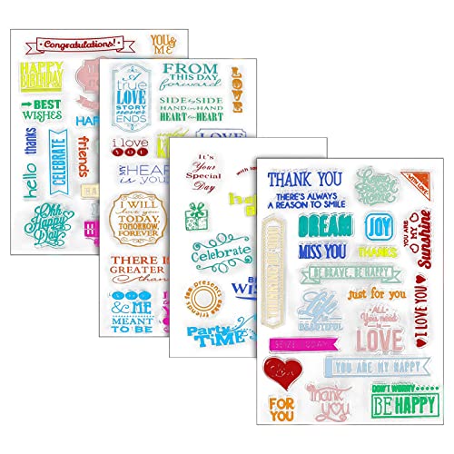 4 Sheets Different Style Love And Birthday Wishs Clear Stamps For Card Making Decoration And Scrapbooking(Love Phrases) #TOP7