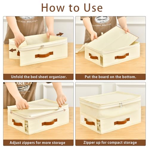 Bed Sheet Organizers and Storage, 8 Pack Linen Closet Organizers with Adjustable Zipper, Foldable Bedding Storage for Queen or King Size Bedsheets, Duvet Covers and Pillows by Freebat - Image 8