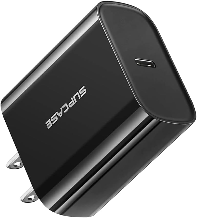 SUPCASE 18W USB C Fast Charger, PD Wall Charger Power Adapter Block for iPhone 12/11/ XR/SE, iPad, AirPods, Galaxy, Pixel and More (Black)