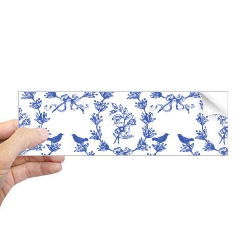 Autocollant rectangulaire pour fenêtre bleu et blanc motif plante