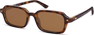 SOJOS Trendy Rectangle Polarized Sunglasses Womens Mens, Small Retro Fashion Thin Slim Square Sunnies SJ2610