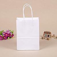 HUAPRINT Lot De 30 Petits Sacs En Papier Kraft Blanc Mat Avec Poignées, 25,4 X 11,4 X 33 Cm - Pour Vente Au Détail, Fête, Affaires Et Mariage