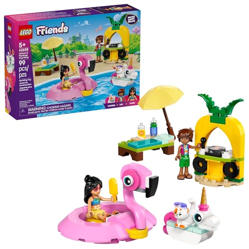 LEGO Friends Unicorn & Flamingo Pool Party Pretend Play Building Toy - Creative Storytelling Playset for Kids for Boys & Girls, Ages 5+ - Birthday Gift Idea for Kids - 42658