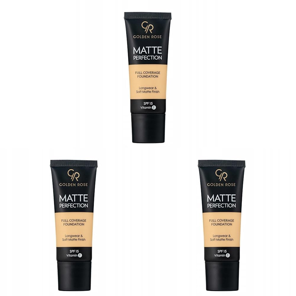 Golden Rose Matte Perfection Foundation - Warm 02 - Yoğun Kapatıcı Mat Fondöten (3 paketi)