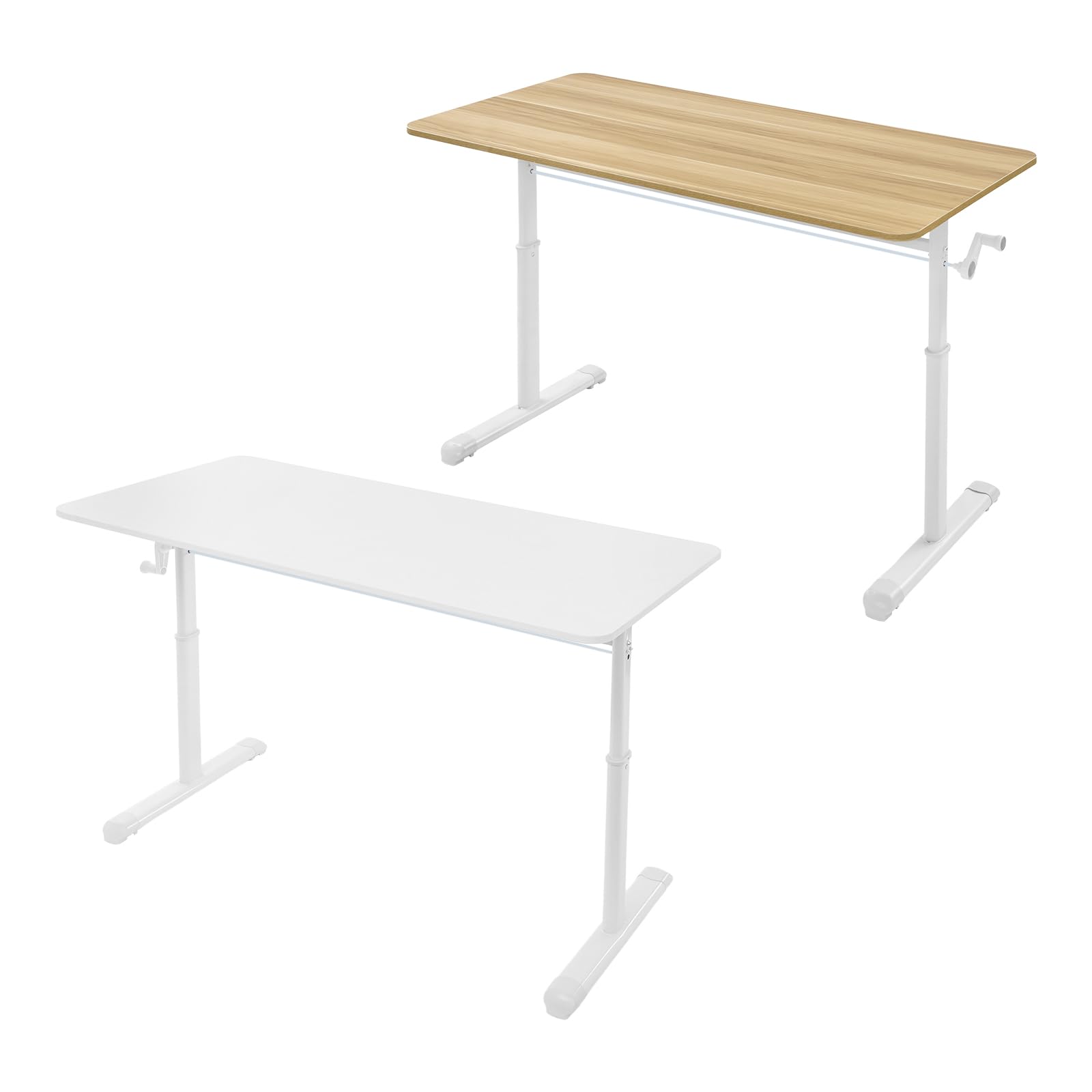 Scrivania regolabile in altezza 65 – 90 cm, tavolo manuale per casa, ufficio, computer, scrivania da ufficio, 120 x 60 cm (bianco)