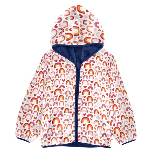 Rainbow Hearts Boys Fleece Coat,Children's Zip-Up Hoodie Jacket,Baby Warm Fashion Outerwear 3-10T,A113351