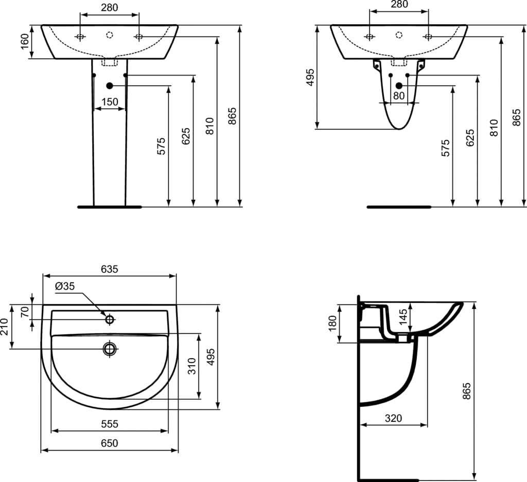Ideal Standard W332201 Lavandino del bagno EUROVIT, Bianco
