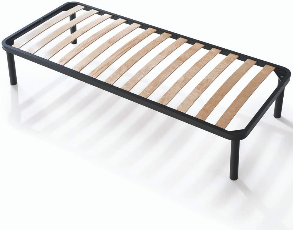 EVERGREENWEB - Single Bed Base 80x190 cm with strong Iron Frame and Beech Wood Slats Orthopedic, 35 cm High Reinforced Slatted Bed Frame FULLY ASSEMBLED + Kit 4 Removable Feet, for all Beds Mattresses