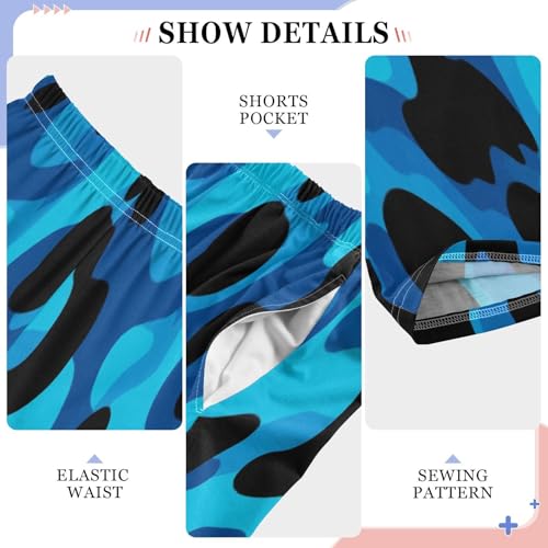 Black Blue Camouflage Pattern Lounge Pajama Pants Soft PJ Bottoms for Sleepwear Ages 6-14 Years4