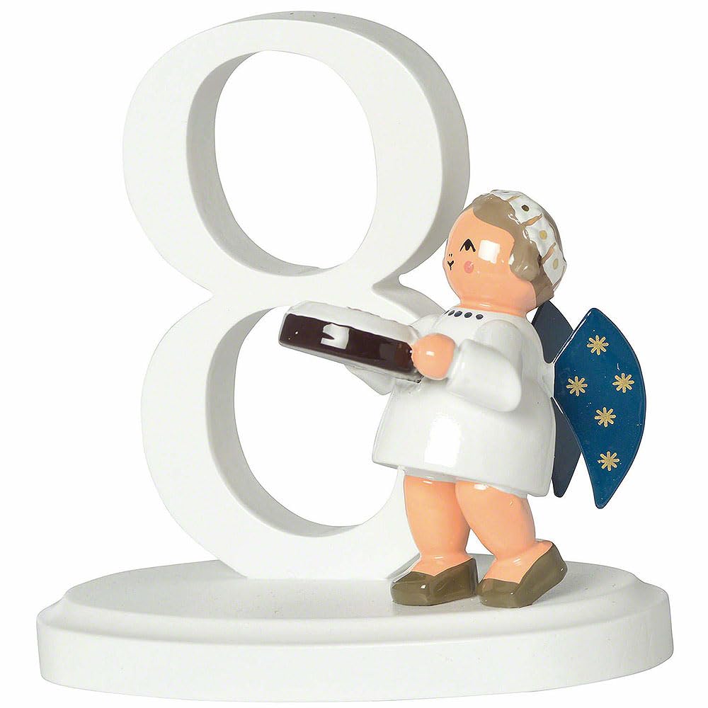 KWO figura decorativa ángel de 7 cm tallada a mano con acabado artesanal de alta calidad