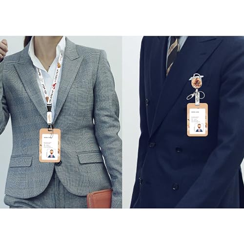 Porta-crachá de identificação com cordão e clipe retrátil para carretel de crachá, protetor vertical