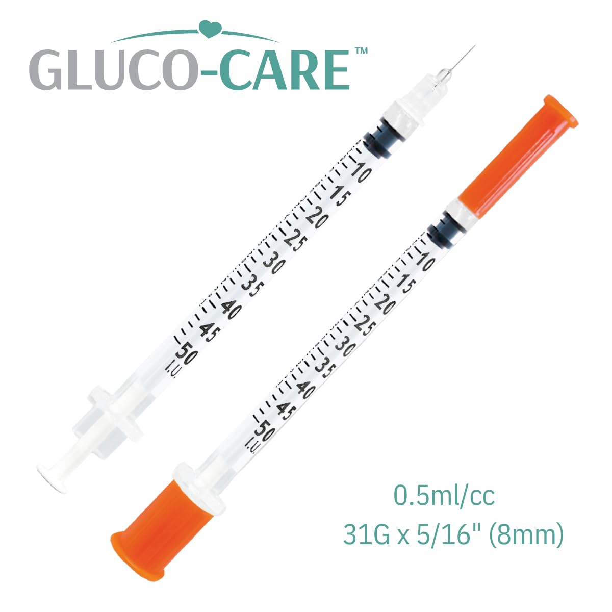 GLUCO-CARE 0.5 ml/cc Syringes 31G x 5/16’’ (8mm), 100/box — Amazon image 2