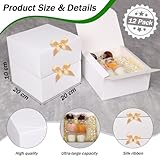 GXFCING 12 Pack White Gift Boxes with Lids 20 x 20 x 10 cm Large Bridesmaid Proposal Present Box Square Party Favor Packaging Boxes with Gold Ribbon for Wedding Birthday Christmas Festival - Image 4