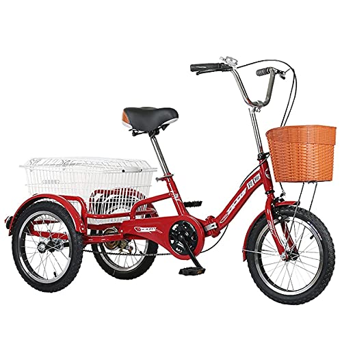 Bicicleta triciclo plegable DINNA de 16 pulgadas para adultos, monocarga, con canasto grande y timbre, para recreo, compras y ejercicio miniatura 1