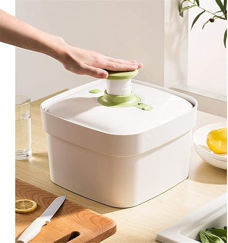 Miniatura 5 de Ensalada manual spinner 7 litros, cesta para deshidratar verduras Lavadora de verduras de cocina con botón de parada rápida - para eliminar el