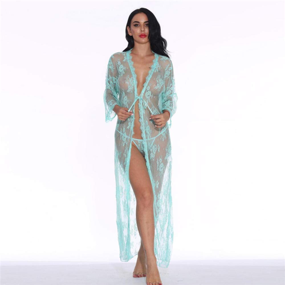 Lingerie Sexy da Donna e Body Intimo Sexy Intimo Sexy Lingerie per Donna Abito Lungo Sexy in Pizzo Abito Trasparente Kimono Trasparente (Rosso S) (Verde S)