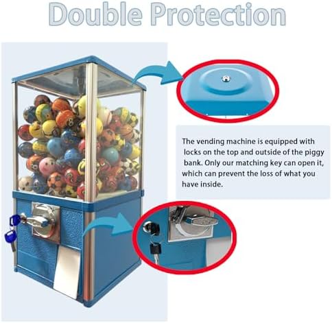Candy Vending Machine with Locks & 2 Keys, Holds 100-200 Capsule Balls, Mini Gum Dispenser for Home, Game & Retail Stores, Durable Aluminum Alloy, White Finish