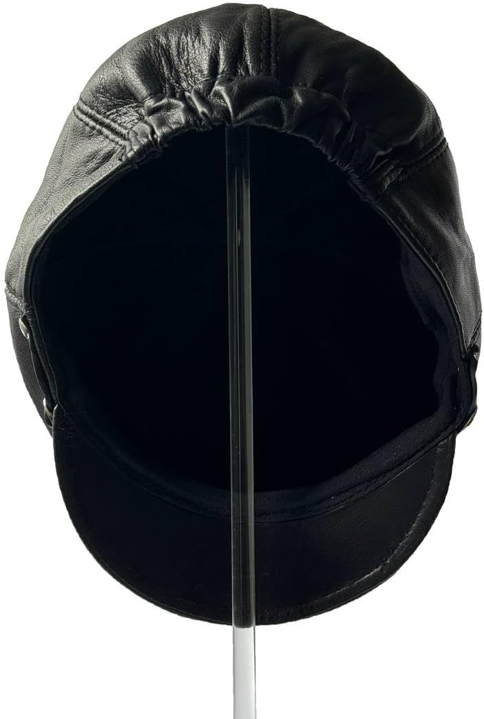 Men's Leather Newsboy Cap Cabbie Beret Real Leather Flat Hat Vintage Style Ascot Hat - Image 4
