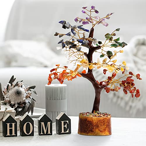 Handcrafted Healing Crystal Bonsai Tree - Feng Shui Chakra Tree With 200 Wooden Beads For Positive Energy And Balance - Perfect Home/Desk Decor And Reiki Good Luck Crystal Gifts By Karma Pledge #TOP5