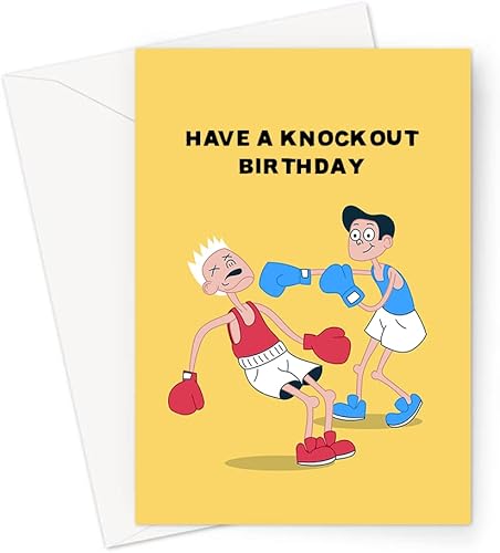 Tarjeta de felicitación de cumpleaños con texto en inglés «Have A Knockout» | Tarjeta de cumpleaños de broma de boxeo para boxeador, fanático del