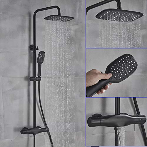 CPYGMXI Shower system Black White Chrome Thermostatic Shower Faucet Hot Cold Mixer Tap Rain Bathtub 2-way Handheld Shower System