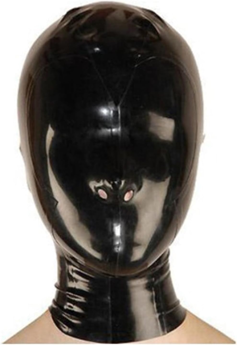 Full Face Cover Mask Latex Hood Mask Nostril Ventilation Handmade Back Zipper for Men and Women BDSM Club