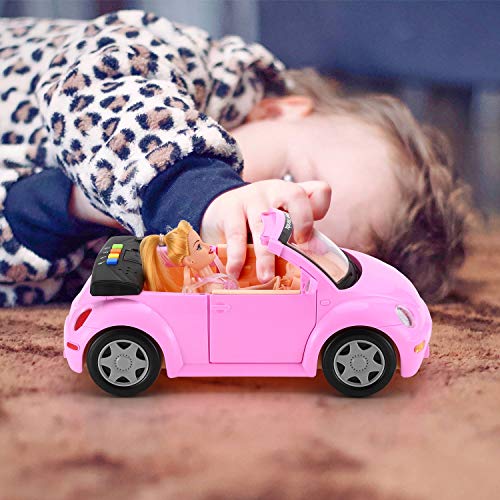 Convertible Car For Dolls (Great For Small Dolls), Glittering Magenta Convertible Doll Vehicle With Working Seat Belts #TOP5