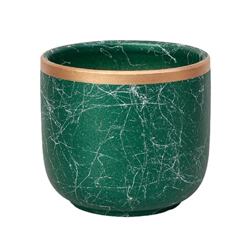 Spieringstore Zement Sukkulenten 18 cm Töpfe Rund, Beton Blumentopf Übertopf für Kakteen Moos Zimmerpflanzen, Flower Pot medium Grün / Green Cover