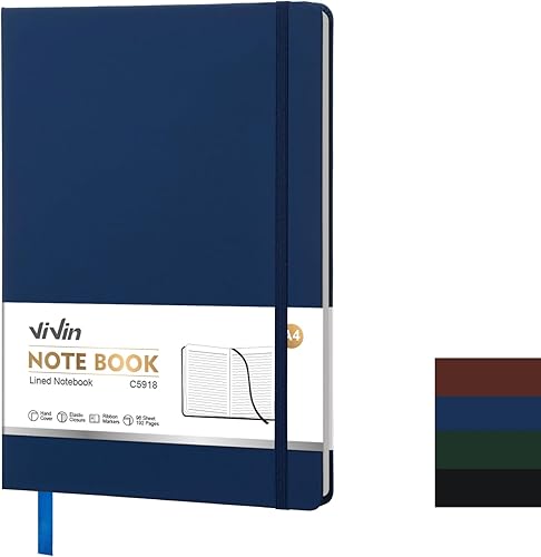 Miniatura 14 de ViVin B5 Cuaderno rayado para el trabajo, cuaderno de tapa dura de cuero de 6.9"x9.8", cuaderno rayado profesional de 192 páginas para oficina
