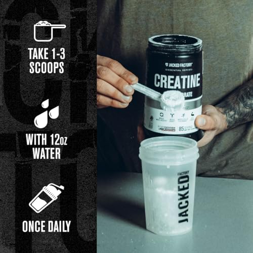 Image of Jacked Factory Creatine Monohydrate Powder 425g - 5g Daily Creatine Supplement for Men and Women, Vegan-Friendly, Third-Party Tested - 85 Servings, Peach Mango
