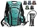 Hydration Backpack with 2.0L TPU Water Bladder- 600D Polyester -Adjustable Padded Shoulder, Chest & Waist Straps- Silicon Bite Tip & Shut Off Valve- (2 Liter Emerald)