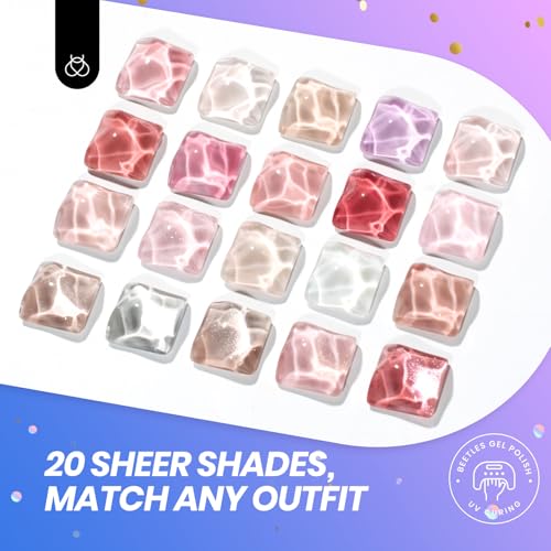 Image of Beetles Jelly Gel Nail Polish Set, Gift Box Nude Sands Collection 75 PCS | Jelly Nail Polish Kit Nude Pink Milky White Glitter Silver Cat Eye Base Glossy Matte Top Coat Gift for Women