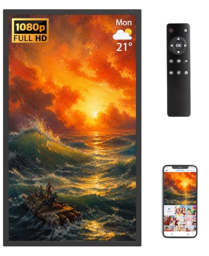 32-inch Digital Photo Frame Large-Picture-Frame - FHD IPS Dual-WiFi Remote Control Smarthphone Sync Screen Load Photo from Phone via APP Email Free Cloud Wall Mounted for Photo Gallery Home Decor