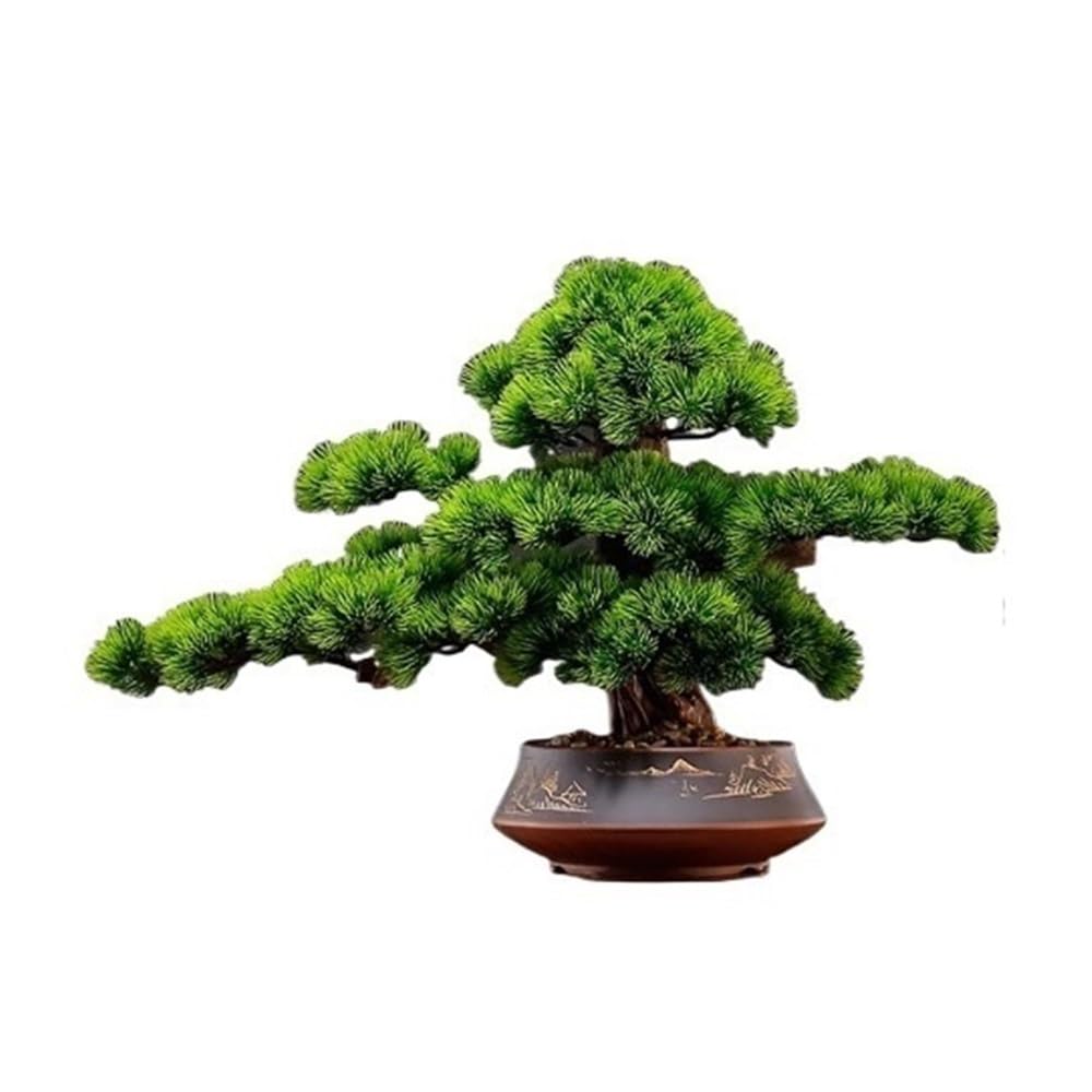 HCZKIUJY Bonsai Simulation Welcome Pine Entrance Desktop Indoor Bonsai Fake Plants Decorative Hotel Showroom Landscaping Plant