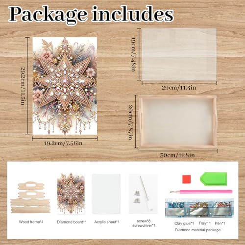 Image of AiYuanzsh Star Diamond Art Tray with Handle, 5D Diamond Painting Tray DIY Plate Kit for Adults, Decorative Diamond Art Organizer Tray for Home Decor