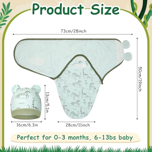 Image of Ramede 6 Pack Swaddle Blanket with Hats Swaddle Outfit for 0-3 Months Newborn Sacks Soft Cotton Wearable for Girl and Boy(Whale,Blue and Green)