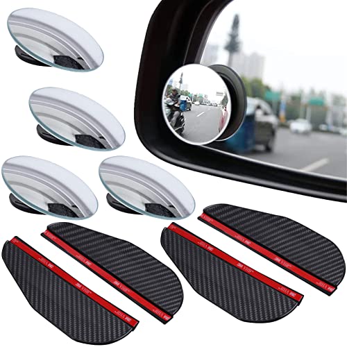 AUXHCYL 4 Miroir D'Angle Mort,4 Pare Pluie Miroir,Rotation à 360° Rétroviseurs D'Angle Mort Convexe Réglable HD Rétroviseurs pour Angles Mort Rond Cover